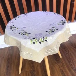 Table Cloth Tablecloth For Round Wedding Decoration Modern Pastoral Linen Embroidery Home Fireplace Simple