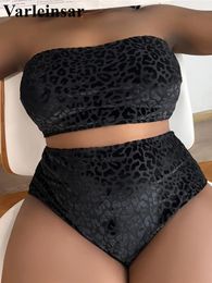 0XL - 4XL Leopard Bikini Large Size Swimwear Plus Size Women Swimsuit Female Two-pieces Bikini set Bather Bathing Suit V3977B 240323