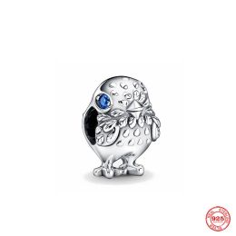 925 Sterling Silver Sparkling Panda Swan Bird Chick Monkey Snake Pig Charm Bead Fit Original Armband DIY SMEEXKE WEMEN