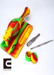 Silicone Nector Collector Kit silicone smoking pipe with titanium naisilicone base and containerstainless steel dabber NC Kits2659553