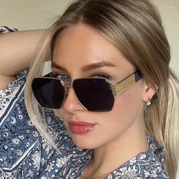 Sunglasses European American Style Fashion Glasses For Women Big Frame Polygon Shape UV400 Protection Vintage
