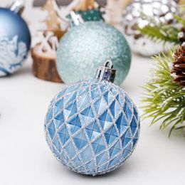 Party Decoration 30 Pcs Christmas Tree Pendant Blue Painted 6cm/2.36inch Ball Assorted 5 Style Shatterproof For Holiday Wedding