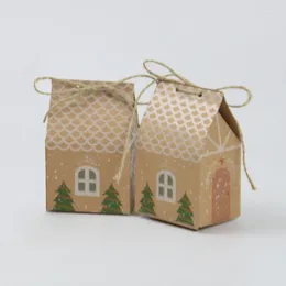 Gift Wrap 100Pcs/lot Est Paper Box Of Christmas House Design Party Favour For Bags And Candy Favours