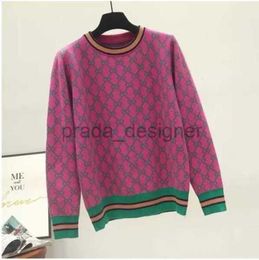 Women's Sweaters Autumn And Winter Loose Knit Sweater Pullover Round Neck Geometric Clash Jacquard Casual Jumper T-T22121