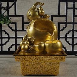 Decorative Figurines Tabletop Waterfall Fountain Indoor Golden Gourd Hulu Chinese Fengshui Decoration Home Office Other Places