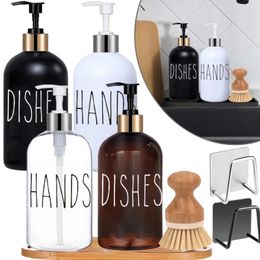 Liquid Soap Dispenser Kitchen 500ml Refillable Dish And Hand Bottle Container With Sponge Holder Waterproof Font