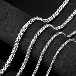 Link Bracelets Wheat Chains For Men White Gold Colour Stainless Steel Long Chain Accessories Hip Hop Punk Jewellery Women Gifts