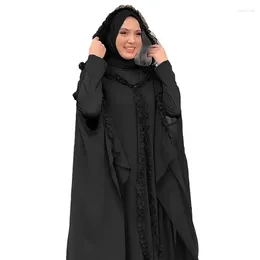 Ethnic Clothing African Dresses For Women Plus Size Summer Fashion Long Sleeve Polyester Solid Color Maxi Dress Kaftan Muslim Abaya