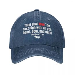 Ball Caps Thou Shall Love The Most High With All Your Heart Soul And Mind Cowboy Hat Thermal Visor For Girls Men'S