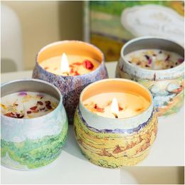 Scented Candle Candles Gift Set For Home Lasting Soy Wax Aromatherapy Birthday Gifts Women Drop Delivery Garden Decor Fragrances Dhi74