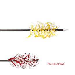 6pcs Flu-Flu Spine 500 Arrows with Spiral Wrap Feathers ID6.2MM Archery 8mm Rubber Blunt Target Point Y-nock Bow Shooting