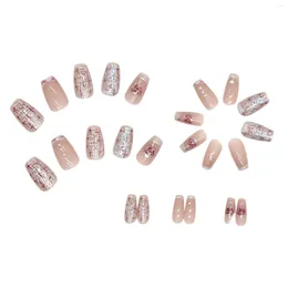 False Nails Beige Pink Short Fake Easy To Apply & Remove For Women Girls Nail Decor