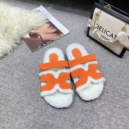 Designer shoes Second Uncles Plush Womens Autumn/Winter British Style Thick Sole One piece Velcro Slippers