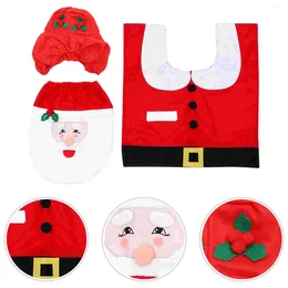 Bath Mats Christmas Toilet Cover Lovely Santa Mat Kit Claus Foot Pad Set Kitchen Appliance