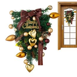Decorative Flowers Christmas Door Wreath Winter Wreaths Tree Decor Artificial Holiday Garland Upside Down