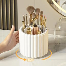 Storage Boxes Vanity Brush Holder Covered Makeup 360 Rotating With Dustproof Lid Capacity Cosmetic For