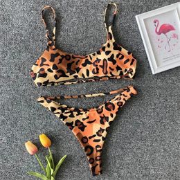 Women's Swimwear Sexy Leopard Print Bikini Thong Swimsuit Micro 2024 Fashion Trend Women Beach Outfits Swimming Bathing Suit Y2K Bikinis