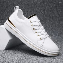 Casual Shoes Men's Leisure Black White Breathable Genuine Leather Flat Shoe Young Street Style Sneakers Brand Designer Footwear Zapatos