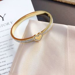 Europe America Fashion Style Bracelets Women Bangle Designer Letter Jewellery Crystal 18K Gold Plated Stainless steel Wedding Lovers261P