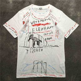 Men's T-Shirts New Novelty 2024 Men Elephant Graffiti T Shirts T-Shirt Hip Hop Skateboard Strt Cotton T-Shirts T Top kenye XL Y240402