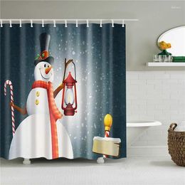 Shower Curtains Merry Christmas Snowman Santa Claus Trees Frabic Waterproof Polyester Curtain Bathroom With Hooks