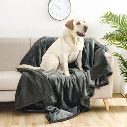 Waterproof Pet Blanket Liquid Pee Proof Dog for Sofa Bed Couch Reversible Sherpa Fleece Furniture Protector Cover 240420