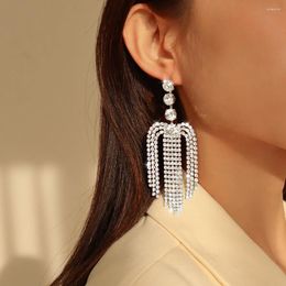 Dangle Earrings Luxury Shining Crystal Rhinestones Long Tassel Statement Women's Charm Jewelry Fashion Accessories UKEN