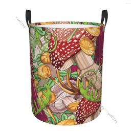 Laundry Bags Basket Storage Bag Waterproof Foldable Mushrooms And Leaves Bright Dirty Clothes Sundries Hamper