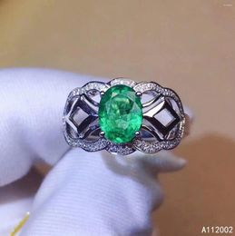 Cluster Rings KJJEAXCMY Fine Jewelry Natural Emerald 925 Sterling Silver Adjustable Gemstone Women Ring Support Test Fashion Beautiful
