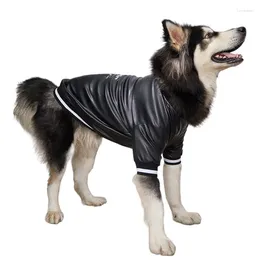 Dog Apparel Fashion Big PU Leather Jacket Waterproof Warm Autumn Winter Large Clothes Thick Coat Golden Retriever Husky
