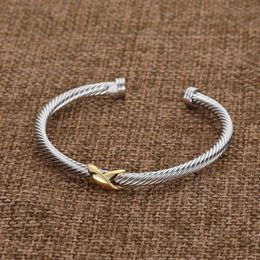 Charm Cross X Bracelets Sliver Zircon ed Fashion Designer Jewelry Braided Bracelet Diamond Bangle Gold Luxury Birthday Gift f2956