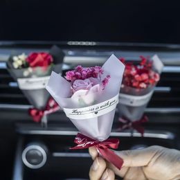 new NEW 2024 Mini Rose Bouquet Car Air Vent Clip Freshener Dried Flower Perfume Diffuser Gypsophila Fragrance Automobile Interior - For Mini