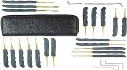 GOSO 24 Piece Lock Pick Tools Set Lock Picking Tools Unlocking Lockpicks Tools Car Lock Opener Locksmith Tools with Leather Case5011329