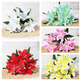 Decorative Flowers 1Pc Silk 7 Heads Flower Bouquet Artificial Dining Table Decoration Floral Art Wedding Party Gift Pography Prop