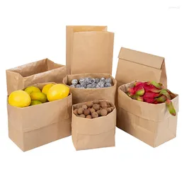 Gift Wrap Kraft Paper Bag Candy Food Cookie Bread Seen Snack Baking Takeaway Bags Wedding Party Favors Packaging Supplies