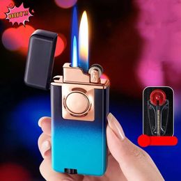 New Turbo Gas Direct Charge Big Flame Windproof Metal Portable Torch Kitchen Barbecue Camping Cigar Lighter Tool High End Gifts