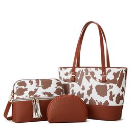 leopard Three piece Totes set bags Fashion luxury Large PU handbag with crossbody purse 3 Pcs Bags Set Zipper hobo Women shopping bags Colour Contrast Hand Bags