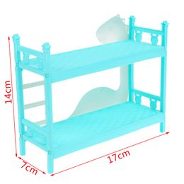 Doll Bunk Bed Doll House Mini Bedroom Children Mini Double Bed Furniture Scene Toy for Child Kids Gift