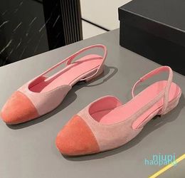 Designer -women slingback sandals round closed toe runway flat with slip on colors women dress sandals
