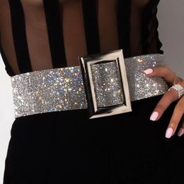 Fashion Sparkly Rhinestone 110 cm Waist Belt Adjustable Width Belts for Women Selling Hight Street Night Party Accessories 240320