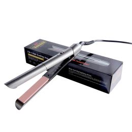 Irons Hair Straightener Hair curler 2 in 1 Ceramic plate grey Colour Oem Customised Item Style with Curler function for dropshipping