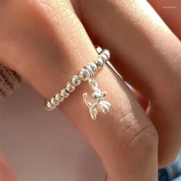 Cluster Rings WEIYUE S925 Sterling Silver Korean Version Ball Elastic Ring Ladies Fashion Temperament Wedding Party Balloon Puppy Pendant