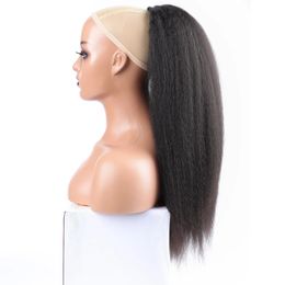 High Puff Afro Kinky Straight Ponytail Synthetic Black Woman Hair Drawstring Long For Women 240401