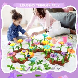 DIY Flower Garden Building Toys, Growing Flower Blocks Playset for Kids, Preschool Educational Set for Age 3-7 Years Boys Girls