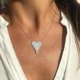 Pendant Necklaces Fine 925 Sterling silver Charm Micro Paved Cz Shiny Zirconia Heart NecklacesFor Lover women Romantic Valentines Gift Jewellery Q240402