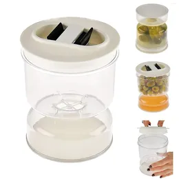 Storage Bottles Hourglass Separator Oil Airtight Strainer Wet With Flip Dry Olive Lid To Food Pickle Jar Container