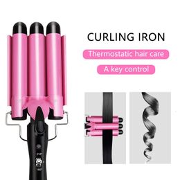 Hair Curling Iron Ceramic Professional Triple Barrel Curler Egg Roll Styling Tools Styler Wand Irons 240325