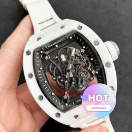 luxury watch Mechanical cool Rakish Wrist watches TV Factory rm055 mens Mechanics Wine barrel leisure white ceramic N7TM 2023 New Luxury Style