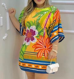 Spring Summer Women Tropical Print Mini Dress 2021 New Female Half Sleeve Brazilian Style Casual Clothing Ladies Sexy Outfits4615331