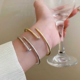 2024 Thin Nail Elastic Bracelet for Men and Women's High end nail plain ring bracelet light luxury niche new female exquisite wrist accessory